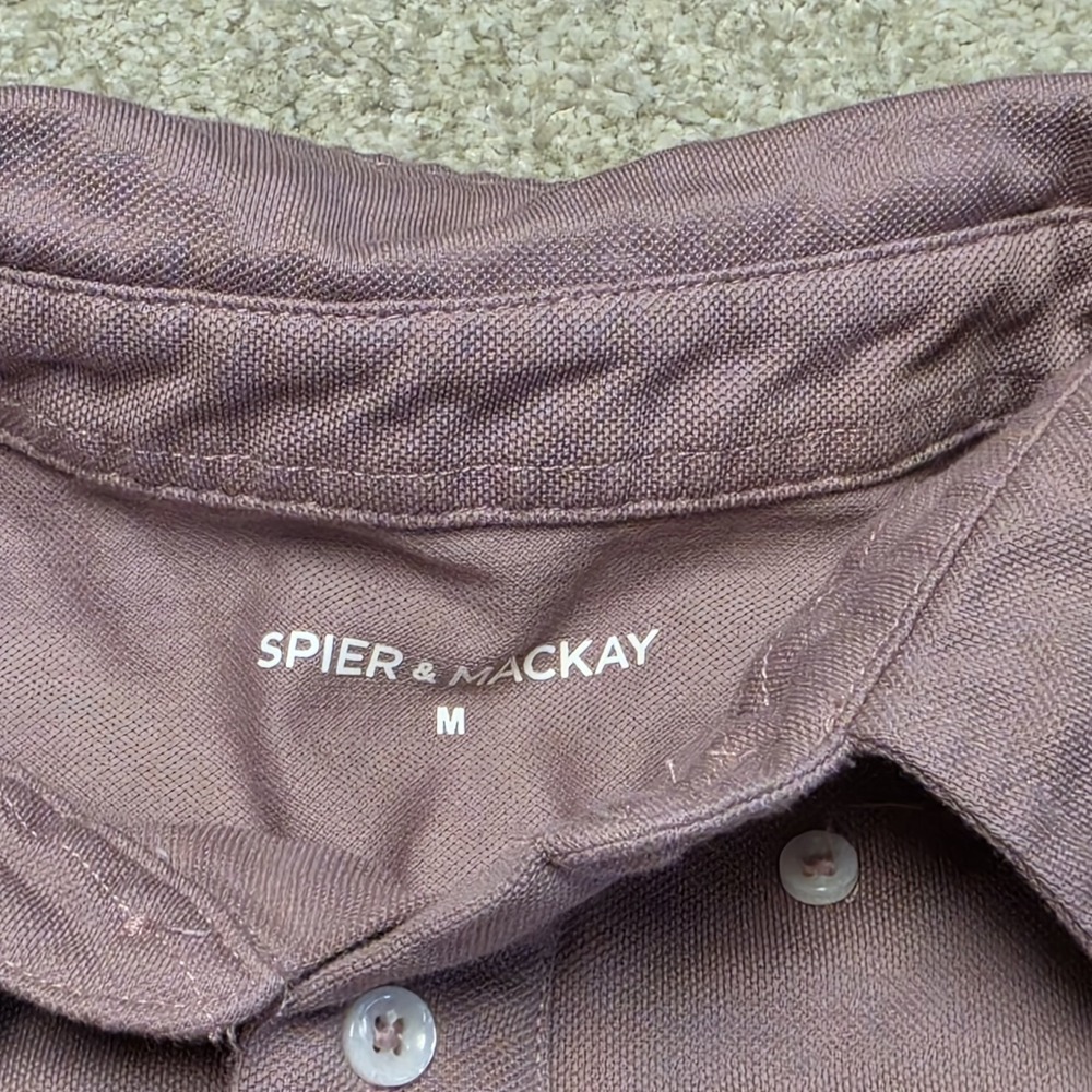 Spier & Mackay Polo Shirt Lot of 2 Men's Medium Gray Mauve 100% Cotton Short Fit - Picture 8 of 10